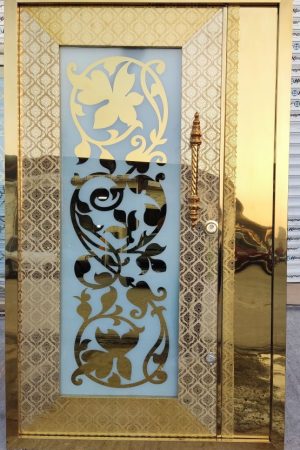 درب استیل شیشه طرحدار